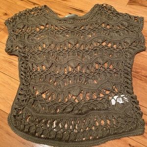 Crochet olive green top